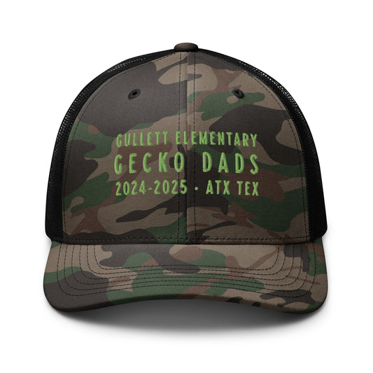 Gecko Dads Light Green Type on Camouflage Trucker Hat