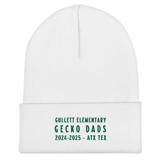 Gecko Dads Kelly Green Type on White Cuffed Beanie