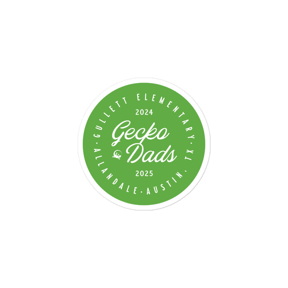 Gecko Dads 3" White on Green Bubble-Free Circle Sticker