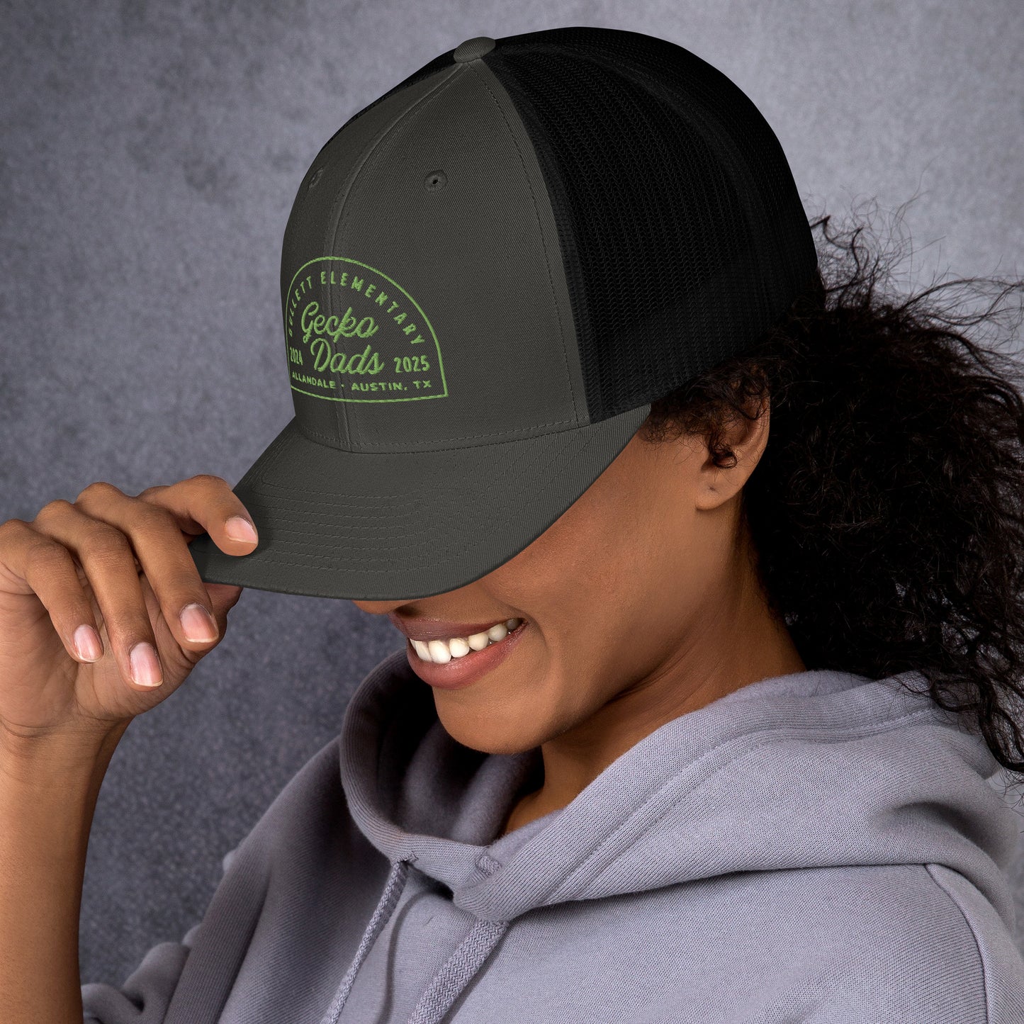 Gecko Dads Light Green on Grey Retro Trucker Cap