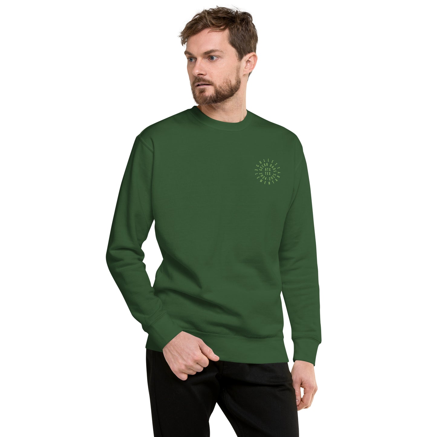 Gecko Dads Light Green Seal II on Forest Green Unisex Premium Sweatshirt