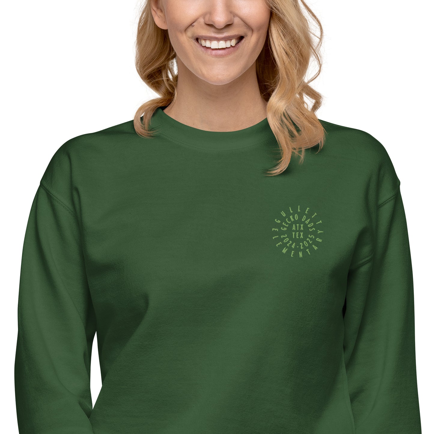 Gecko Dads Light Green Seal II on Forest Green Unisex Premium Sweatshirt