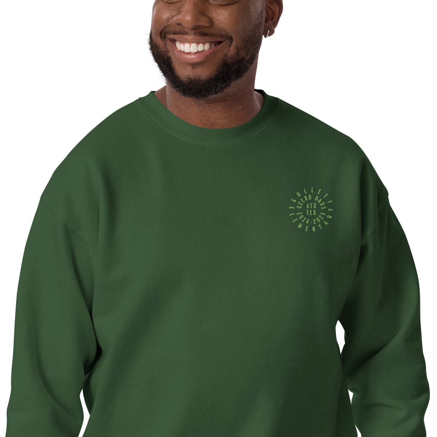 Gecko Dads Light Green Seal II on Forest Green Unisex Premium Sweatshirt