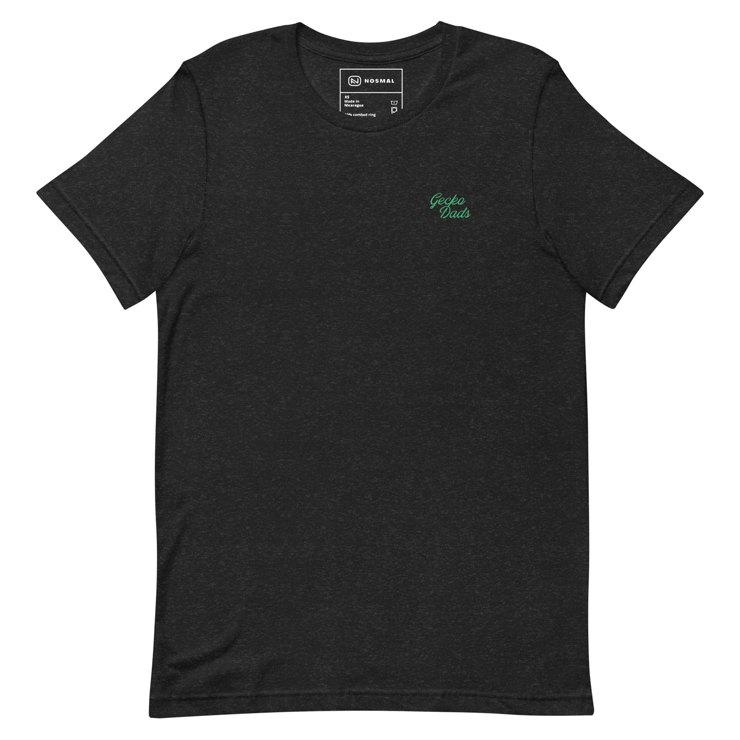 Gecko Dads Kelly Green on Heather Black Unisex T-shirt